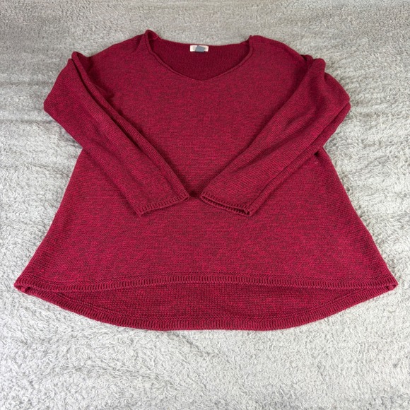 Old Navy Sweaters - Old Navy Womens Medium Burgundy Red V-Neck Cotton Knit High Low Sweater